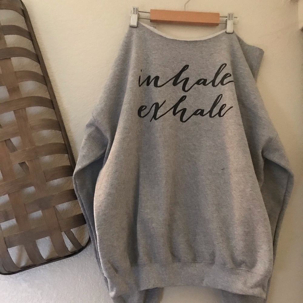 Comfy, oversized off-the-shoulder sweatshirt.